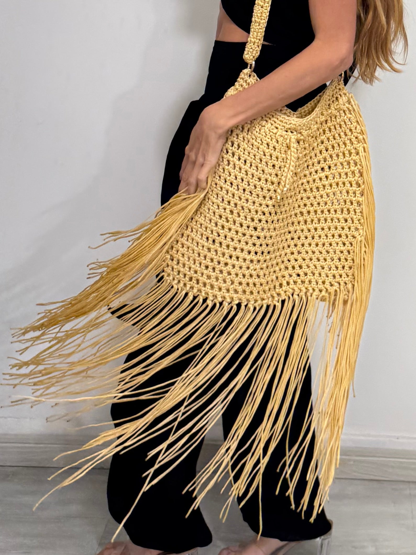 Bolsa de Crochê Carneiros Dourada