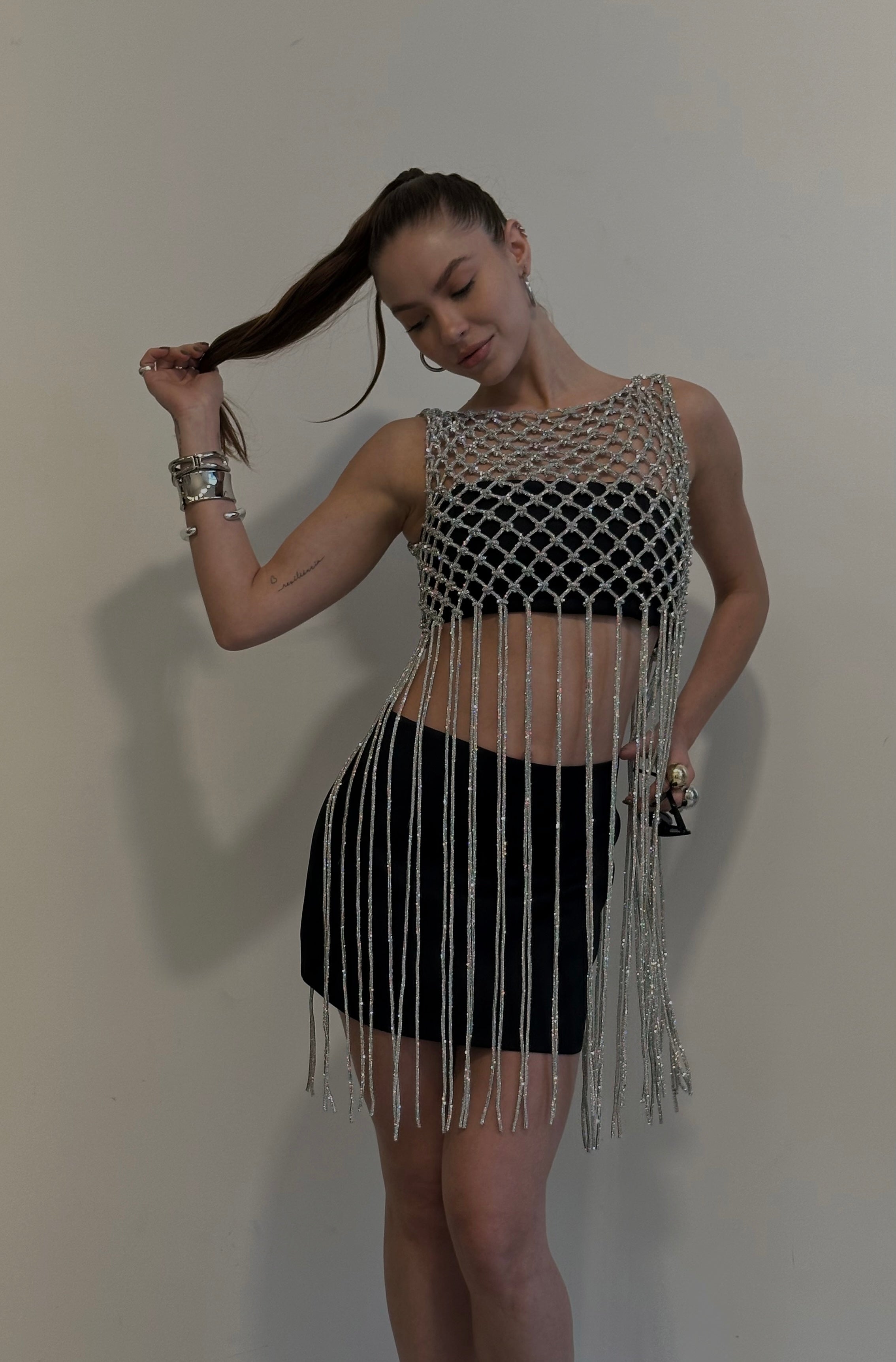 Blusa em Macramê Astra Prata