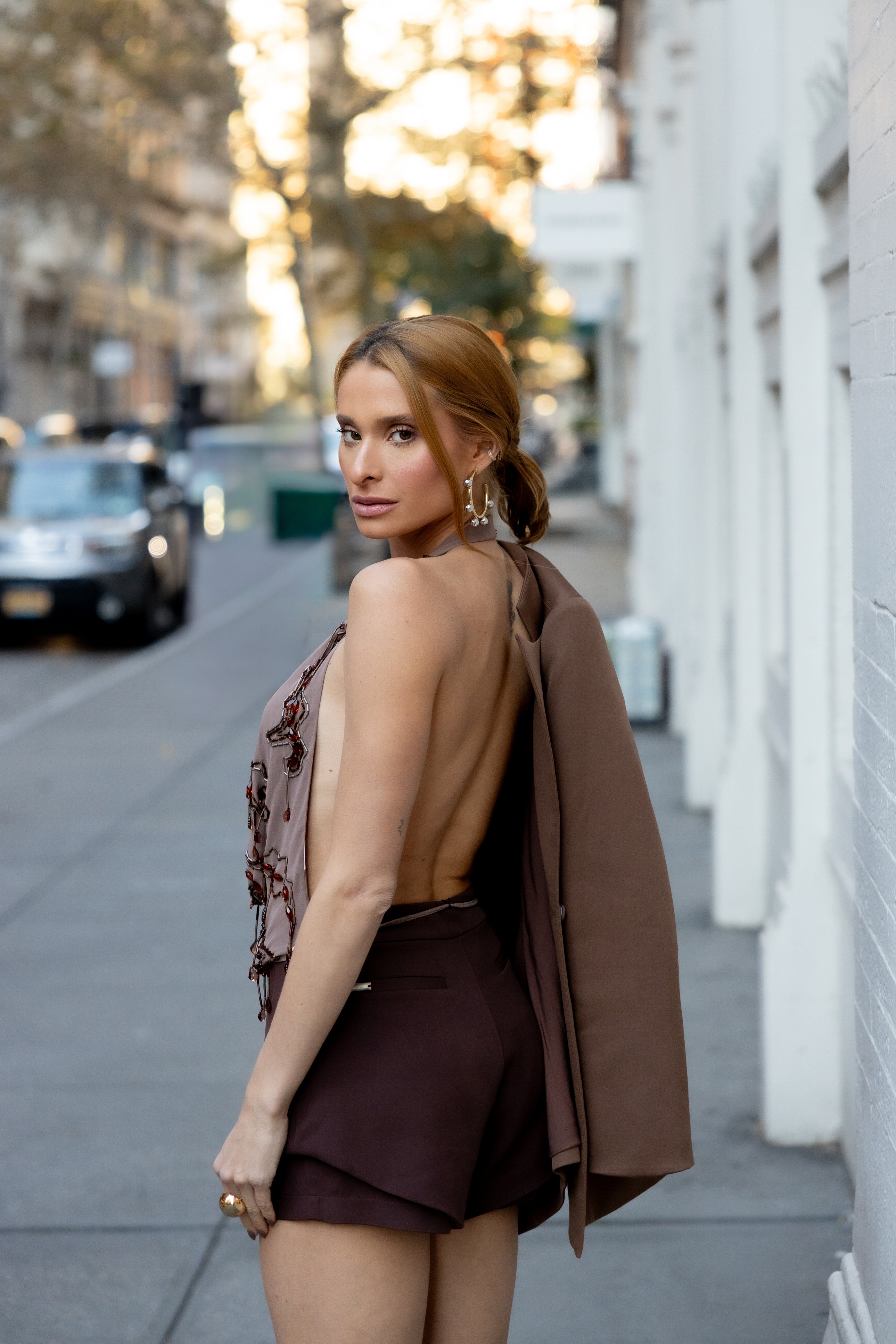 Top Hailey Bordado Marrom Mocha Mousse