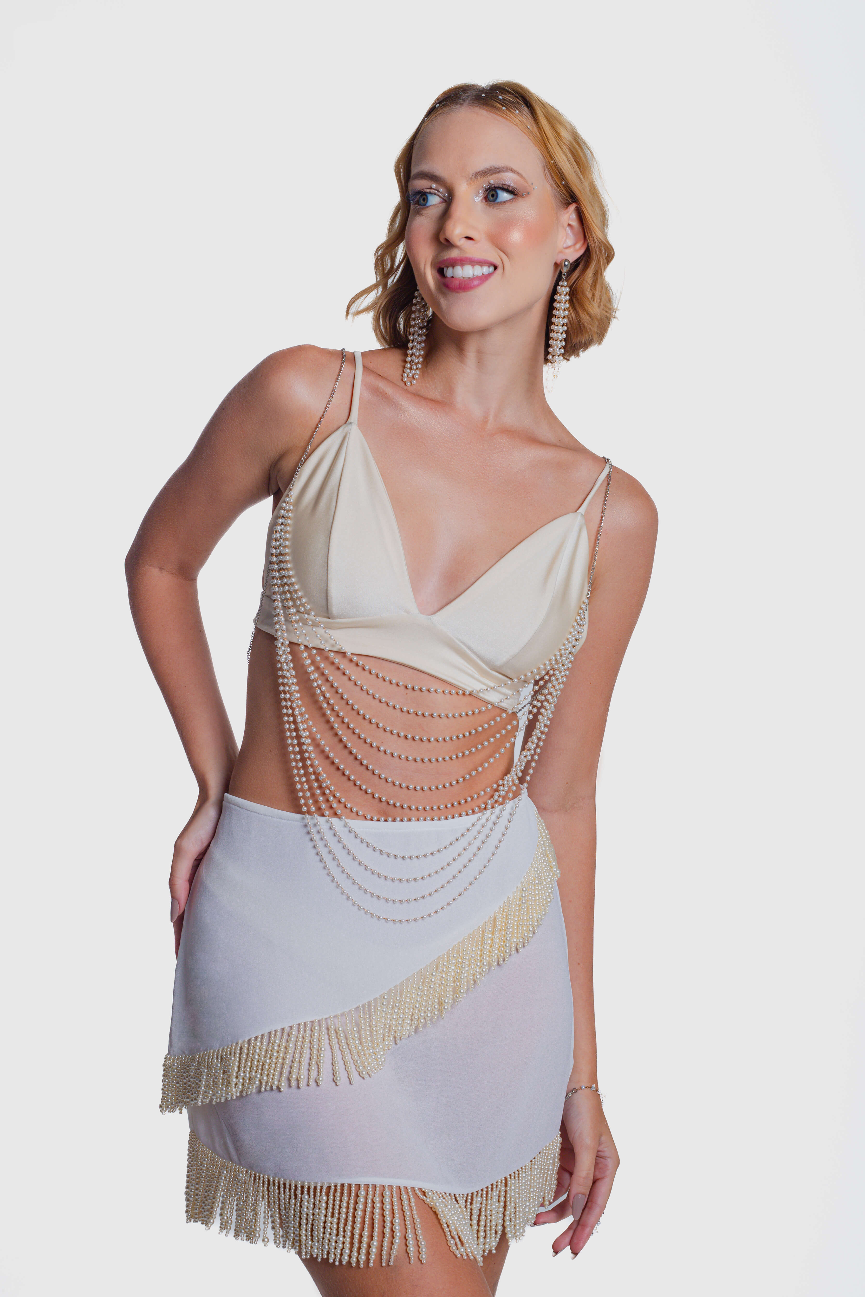 Saia Sol Bordada Pérolas