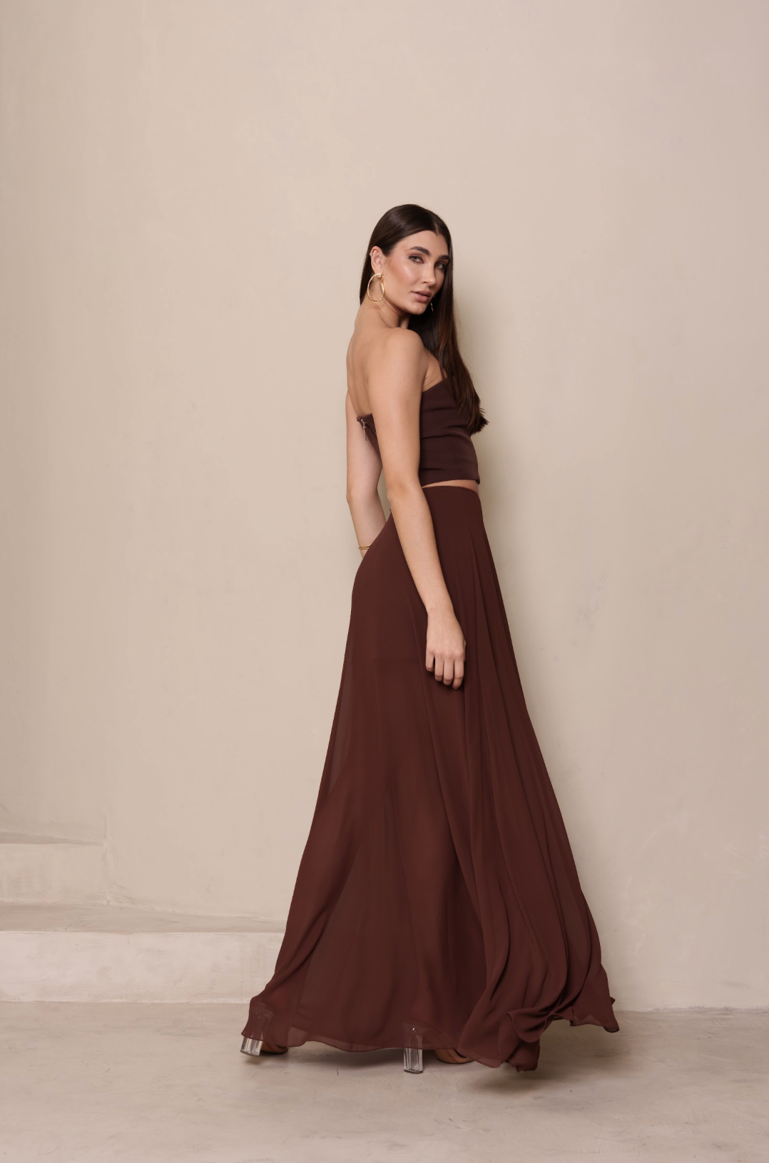 Saia Longa Lina Marrom Café