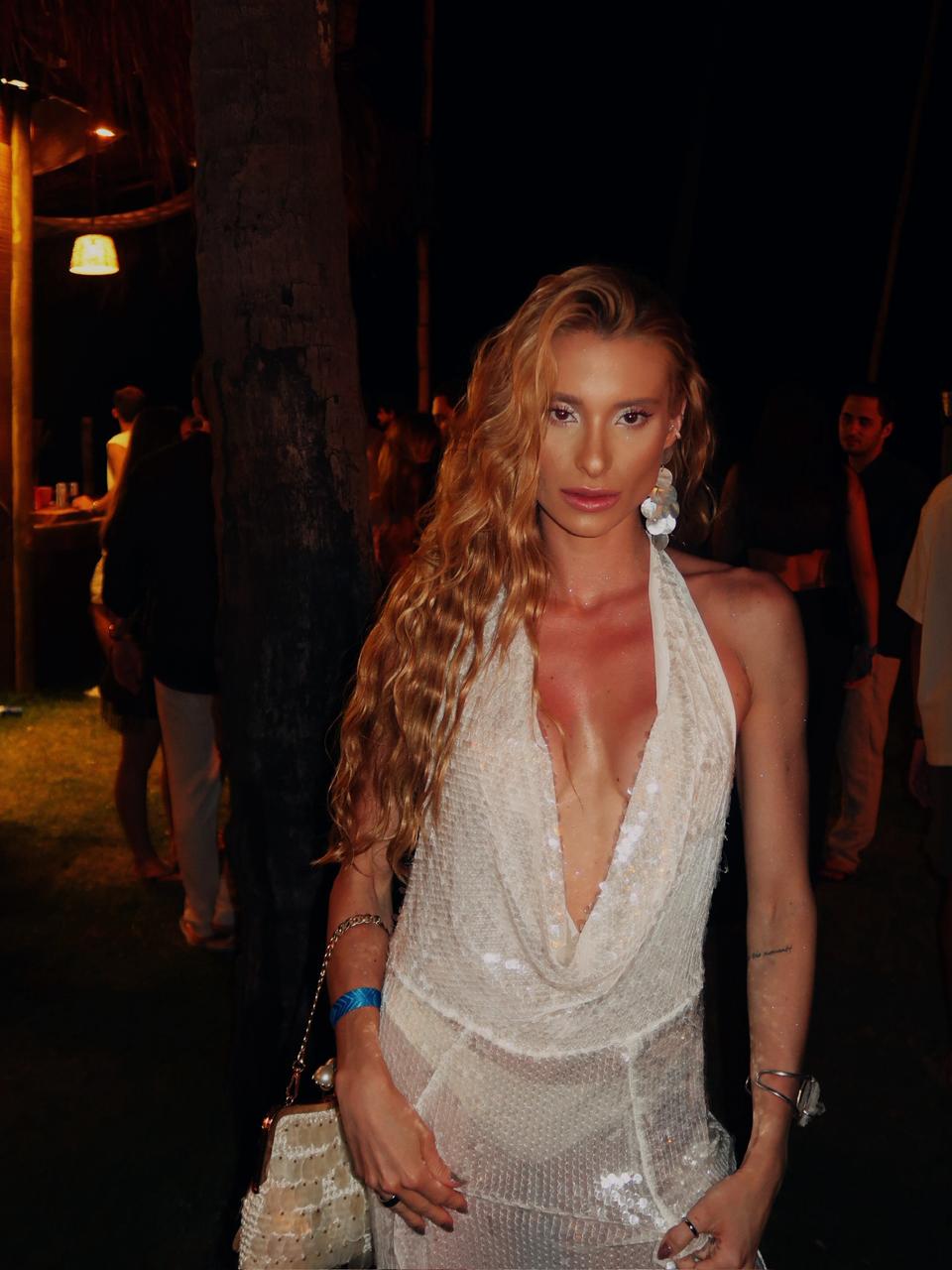 Vestido Hailey Bordado Paetê Off White